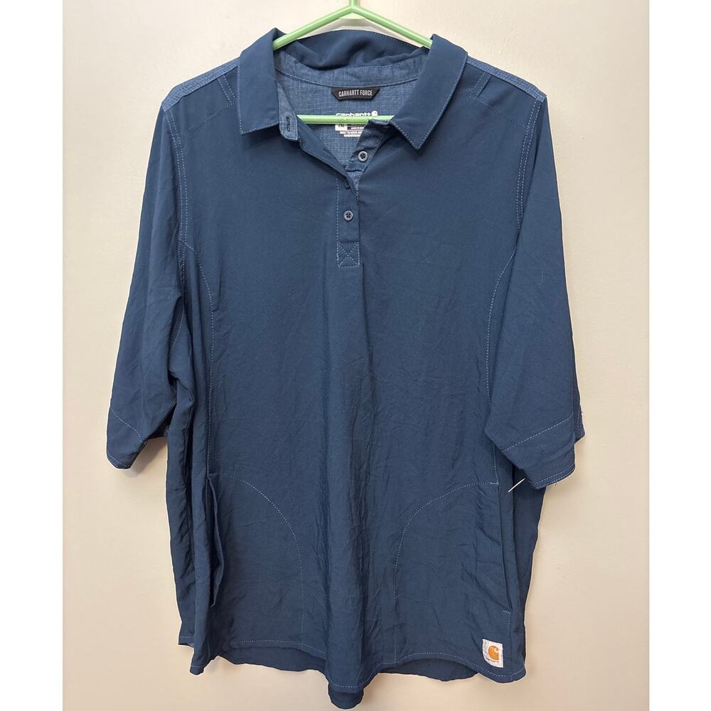 Carhartt Force Women's Open Placket Convertible Sleeve Scrub Top 2xl Navy